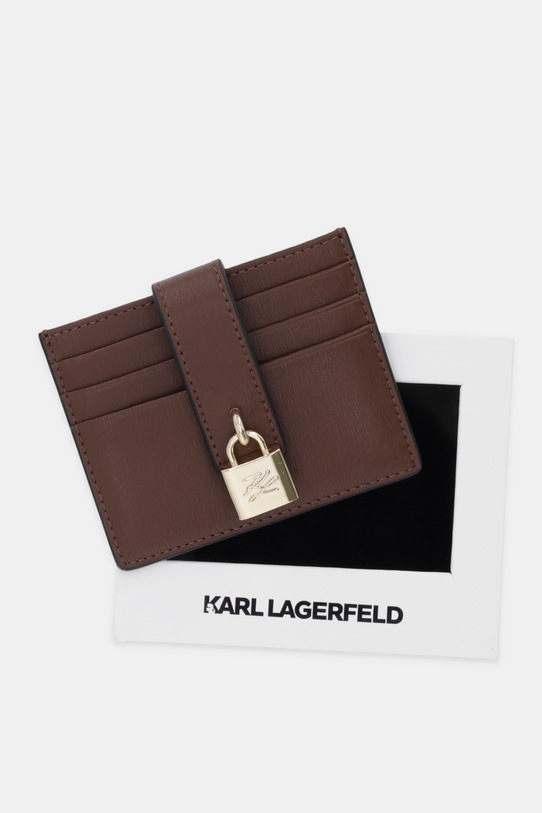 Karl Lagerfeld etui na karty skórzane K/AUTOGRAPH brązowy B1W32025