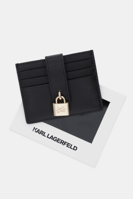 Karl Lagerfeld etui na karty skórzane K/AUTOGRAPH czarny B1W32025