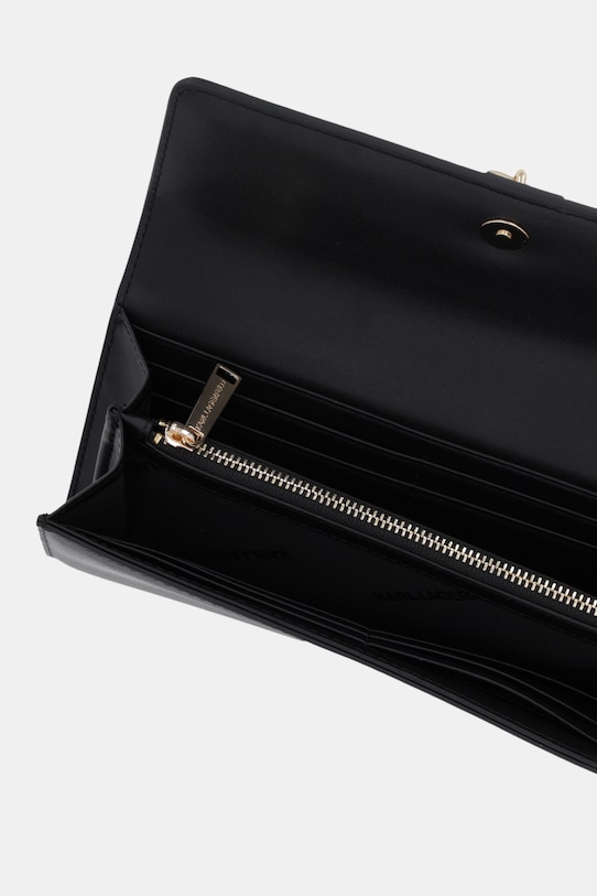 Akcesoria Karl Lagerfeld portfel skórzany K/AUTOGRAPH B1W32026 czarny