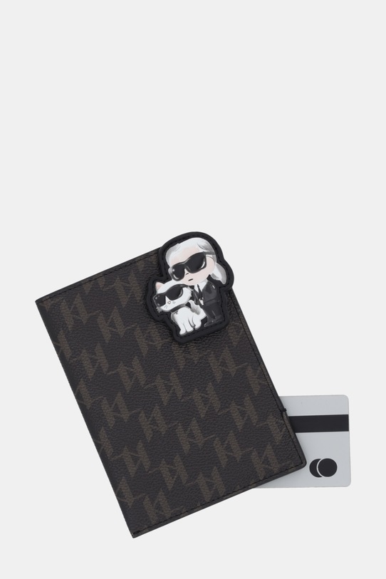 Akcesoria Karl Lagerfeld etui na paszport IKON MONOGRAM B1W32017 brązowy