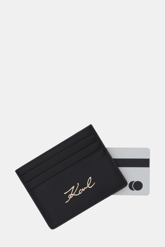 Akcesoria Karl Lagerfeld etui na karty skórzane K/SIGNATURE B1W32034 czarny