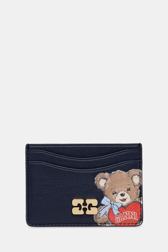 GANNI etui na karty B3010126 nadruk granatowy B3010126