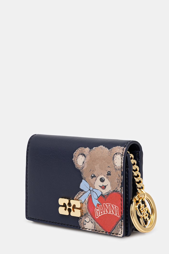 GANNI portfel skórzany B3010131 granatowy SS26