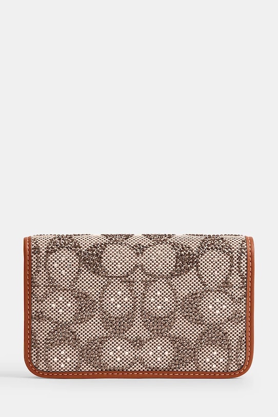 Coach portfel skórzany skóra licowa brązowy CCD16