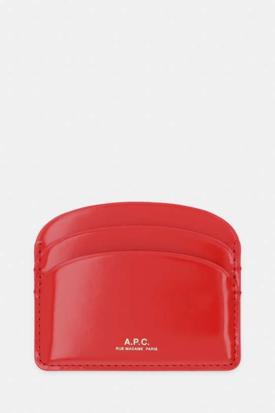 A.P.C. etui na karty damskie skórzane PORTE-CARTES DEMI-LUNE czerwony PXCBT.F63270