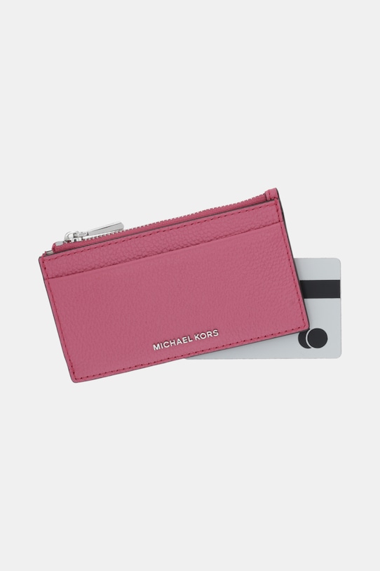 Akcesoria MICHAEL Michael Kors etui na karty skórzane 32F5SJ6D8L różowy