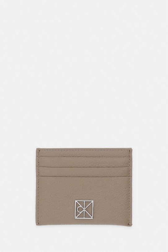 Calvin Klein puzdro na karty dámske kožené béžová LV04F1119G