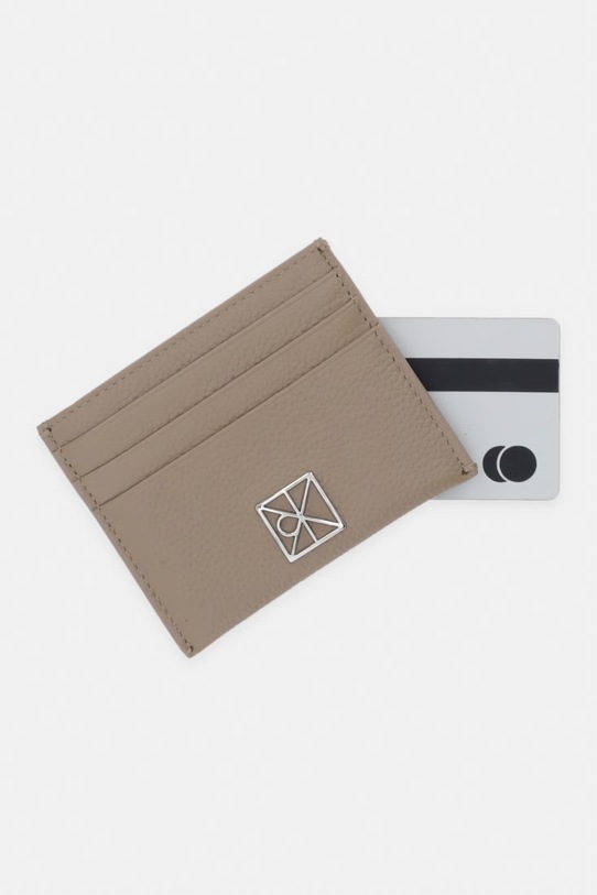 Doplnky Calvin Klein puzdro na karty dámske kožené LV04F1119G béžová