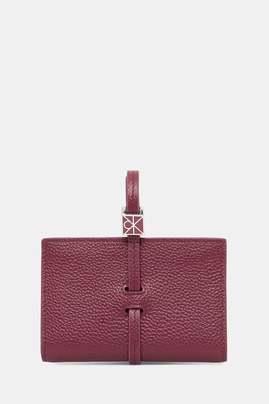 Calvin Klein portfel damski skórzany bordowy LV04F1130G