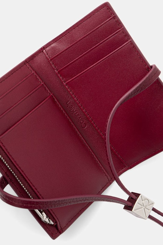 Akcesoria Calvin Klein portfel damski skórzany LV04F1130G bordowy