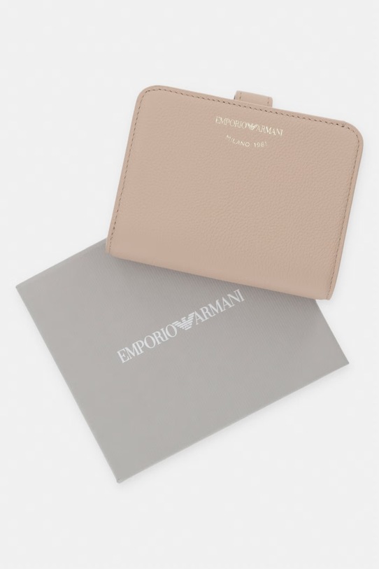 Emporio Armani portfel skórzany EW003034.AF19568 beżowy