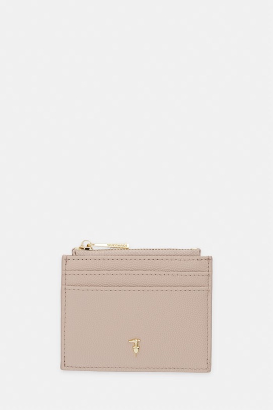 Trussardi etui na kartę skórzane etui na karty beżowy I023E000129N