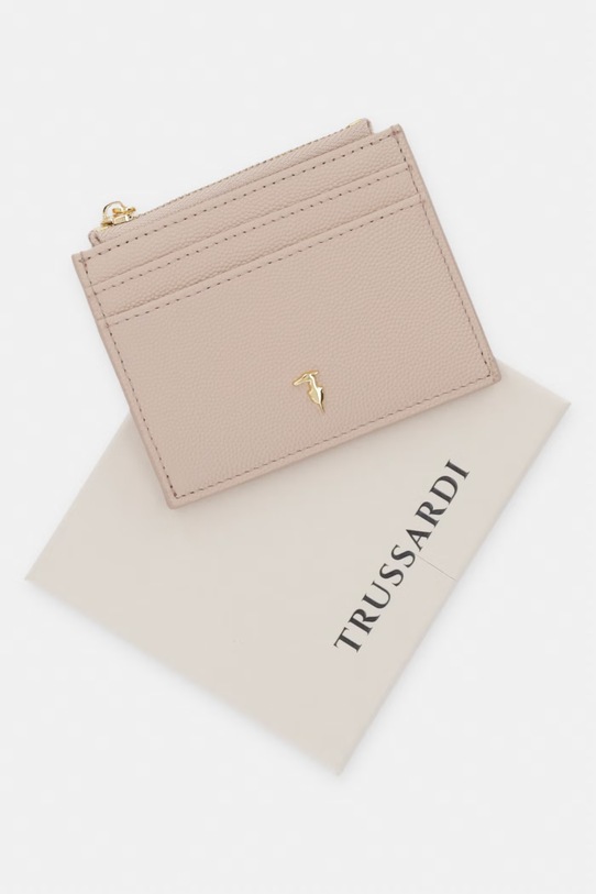 Trussardi etui na kartę skórzane beżowy I023E000129N