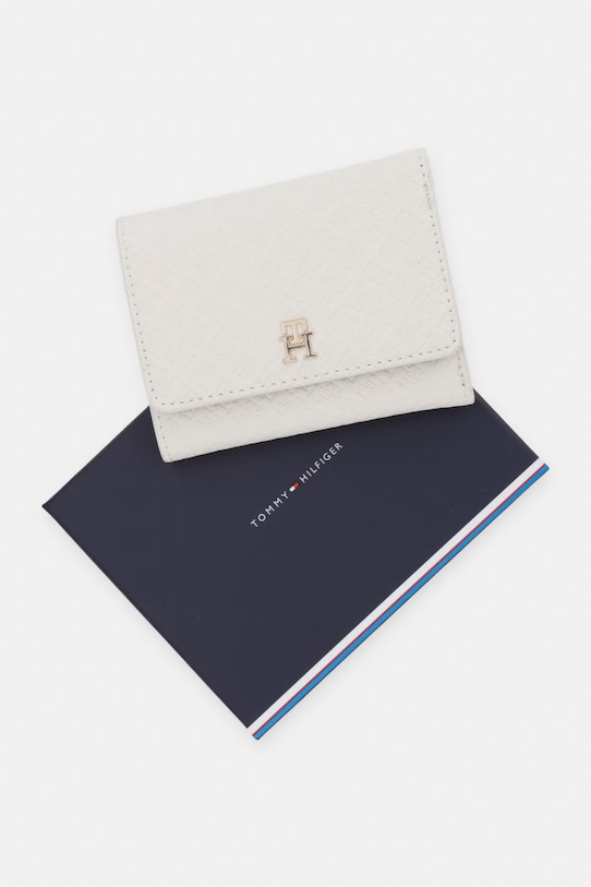 Tommy Hilfiger portfel damski z imitacji skóry AW0AW18484 beżowy