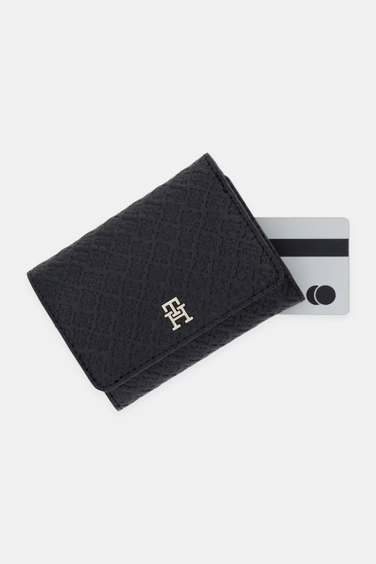 Tommy Hilfiger portfel damski z imitacji skóry czarny AW0AW18484