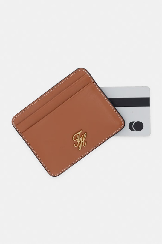 Akcesoria Tommy Hilfiger etui na karty damskie skórzane AW0AW18491 brązowy