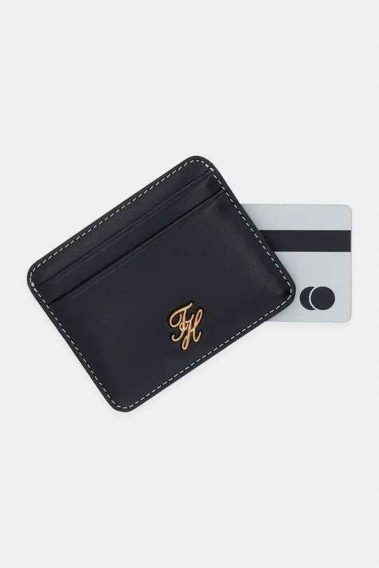 Αξεσουάρ Tommy Hilfiger θήκη για κάρτες γυναικεία δερμάτινη AW0AW18491 μαύρο