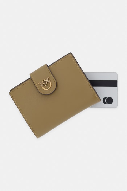 Pinko portafoglio da donna in pelle verde 102840.A0F1