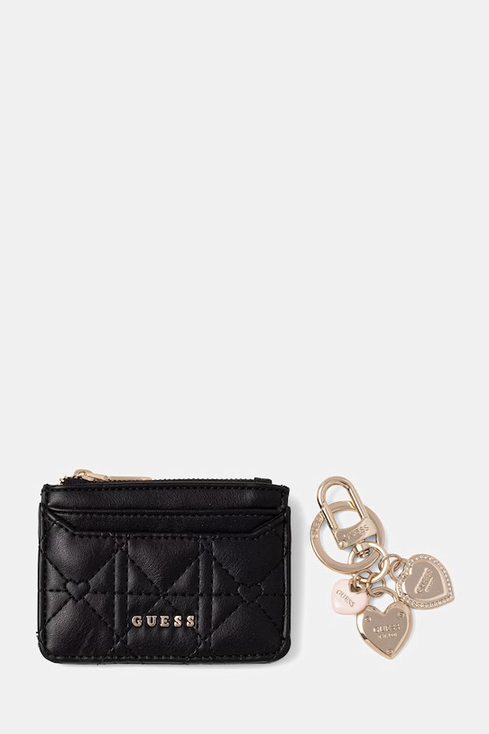 Guess portfel i brelok imitacja skóry licowej czarny GFBOXW.P6202