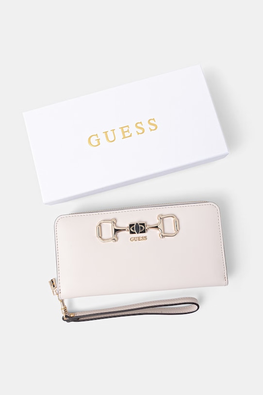 Guess portfel damski z imitacji skóry JANIE beżowy SWVG99.10146
