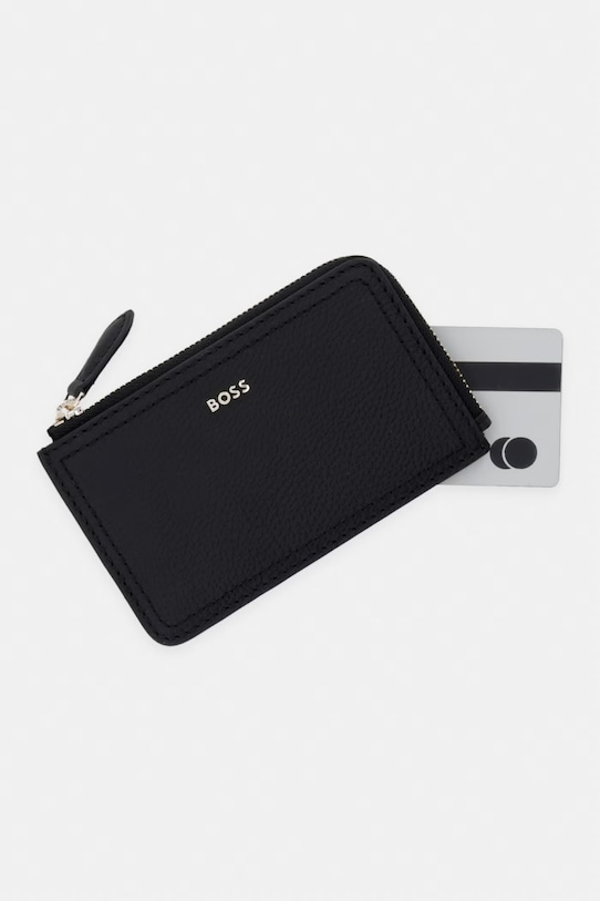 BOSS női bőr pénztárca Lenah Zip Cardholder fekete 50563424