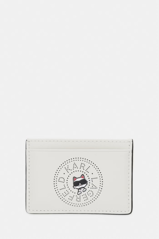 Karl Lagerfeld etui na karty damskie skórzane IKON beżowy B2W32059