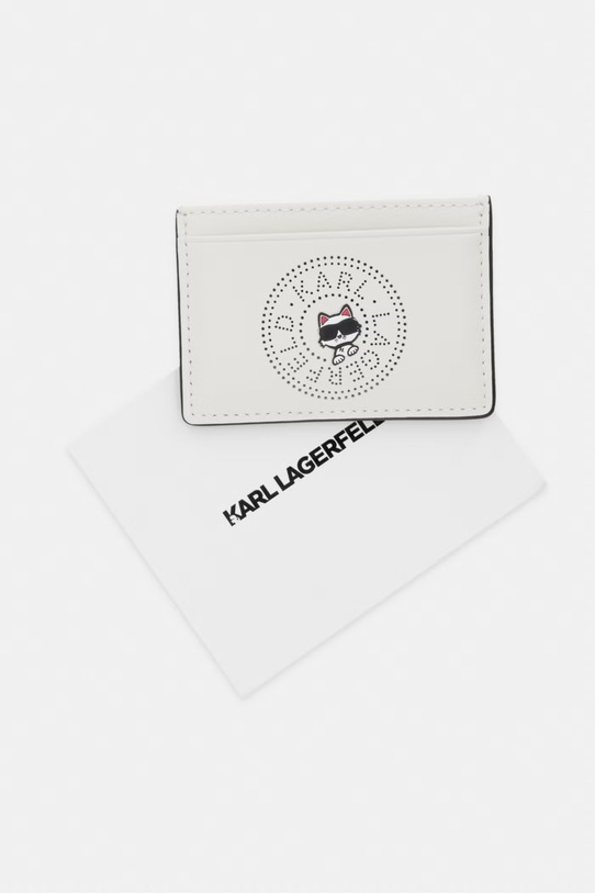 Karl Lagerfeld etui na karty damskie skórzane IKON beżowy B2W32059