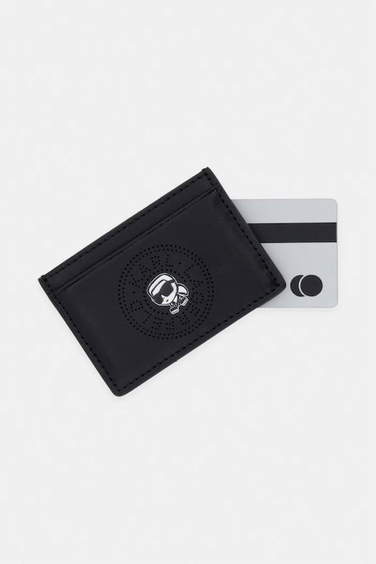 Akcesoria Karl Lagerfeld etui na karty damskie skórzane IKON B2W32040 czarny