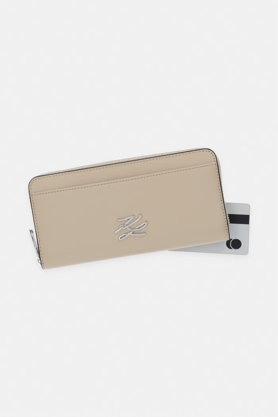 Karl Lagerfeld portfel damski skórzany K/AUTOGRAPH beżowy B2W32006