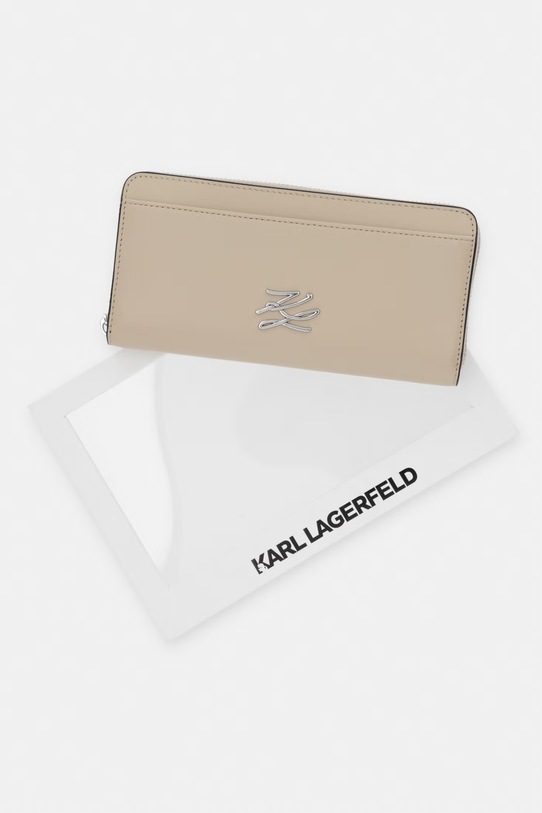 Karl Lagerfeld portfel damski skórzany K/AUTOGRAPH B2W32006 beżowy