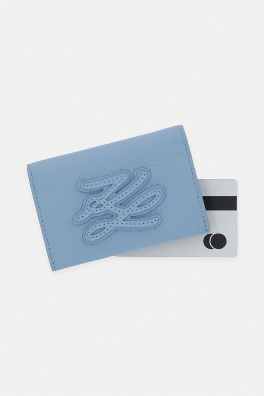 Karl Lagerfeld etui na karty damskie skórzane K/AUTOGRAPH niebieski B2W32064