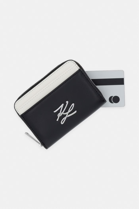 Karl Lagerfeld portfel damski skórzany K/AUTOGRAPH czarny B2W32005