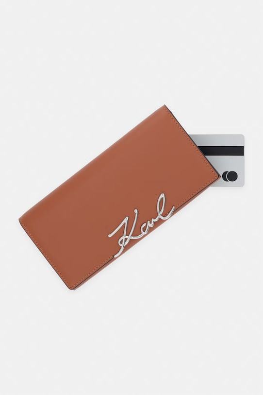 Karl Lagerfeld portfel damski skórzany K/SIGNATURE pomarańczowy B2W32014