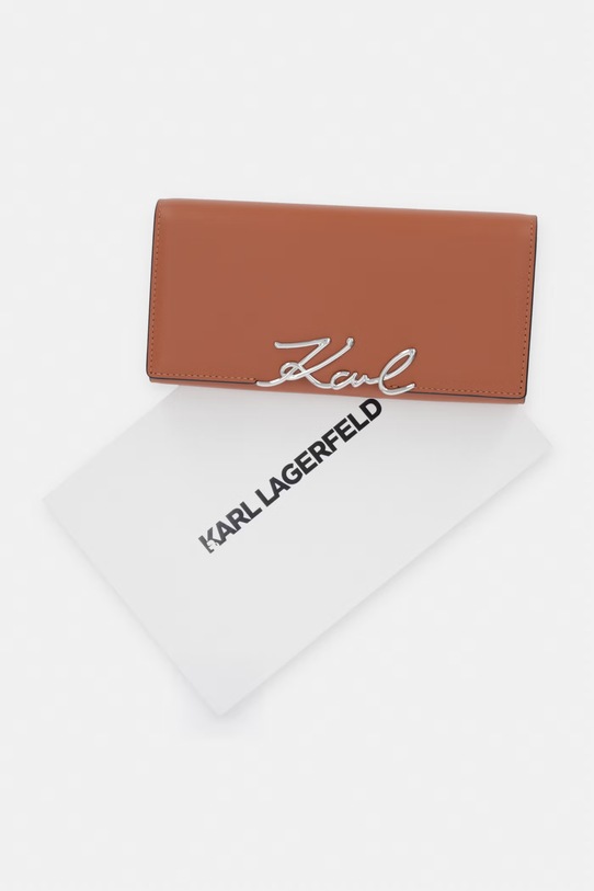 Karl Lagerfeld portfel damski skórzany K/SIGNATURE B2W32014 pomarańczowy