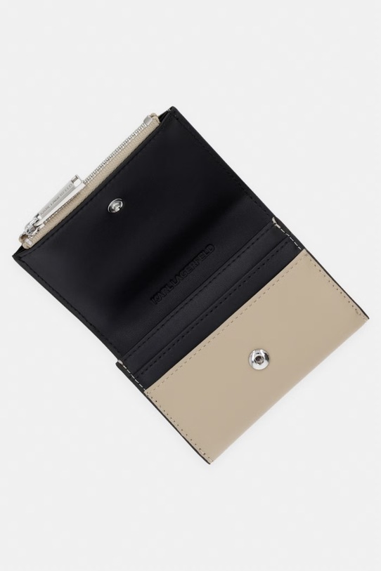 Akcesoria Karl Lagerfeld portfel damski skórzany K/SIGNATURE B2W32013 beżowy