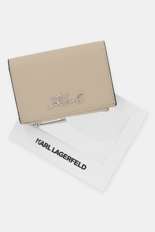 Karl Lagerfeld portfel damski skórzany K/SIGNATURE B2W32013 beżowy
