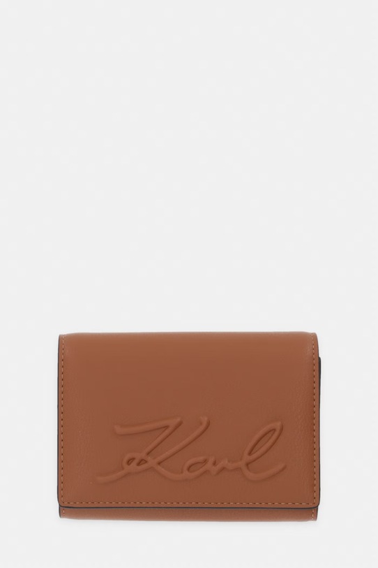 Karl Lagerfeld portfel damski z imitacji skóry K/VILLE brązowy B2W32018