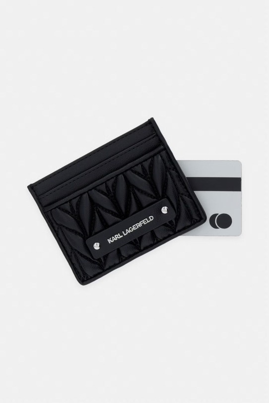 Akcesoria Karl Lagerfeld etui na karty damskie K/WEAVE B2W32001 czarny