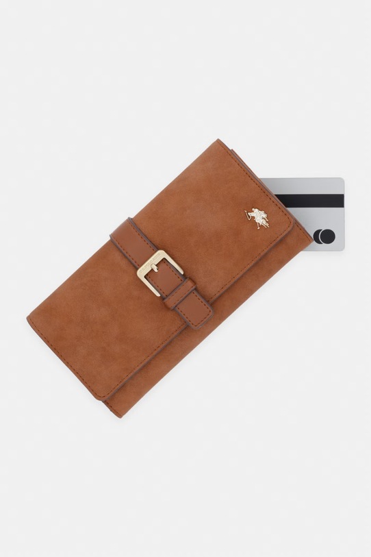 U.S. Polo Assn. portfel damski z imitacji skóry CHAMPANY brązowy WEUX19052WVP