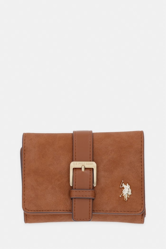 U.S. Polo Assn. portfel damski z imitacji skóry CHAMPANY brązowy WEUX19053WVP