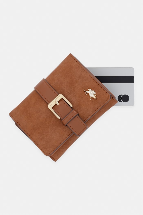 U.S. Polo Assn. portfel damski z imitacji skóry CHAMPANY brązowy WEUX19053WVP