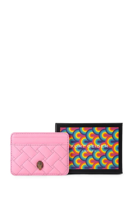 Kurt Geiger London etui na karty damskie skórzane Kensington 5368198109 różowy