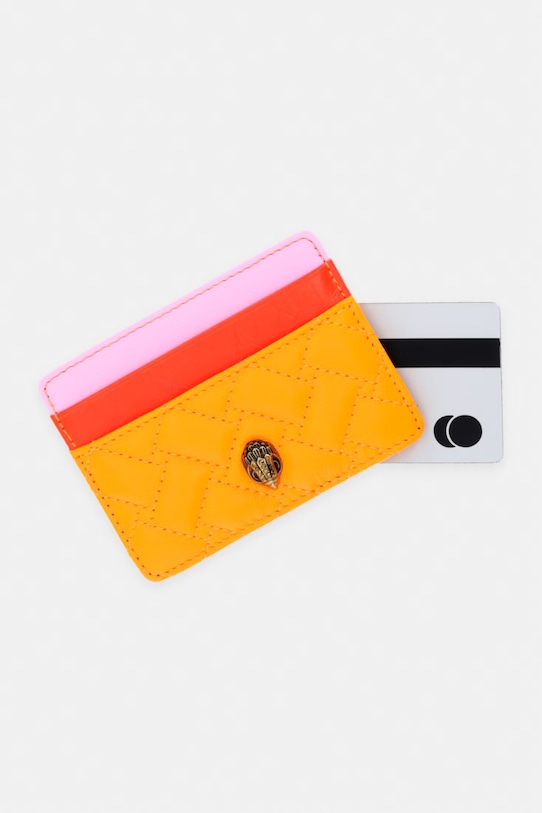 Akcesoria Kurt Geiger London etui na karty damskie skórzane Kensington 5368157129 pomarańczowy