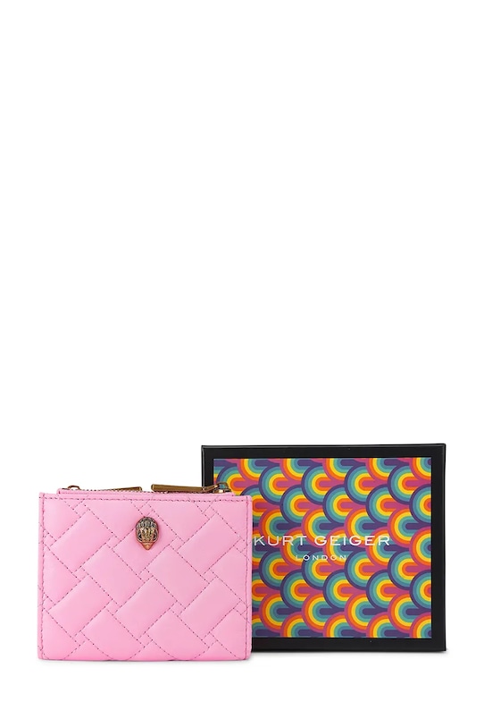 Kurt Geiger London etui na karty damskie skórzane Kensington 4198798109 różowy