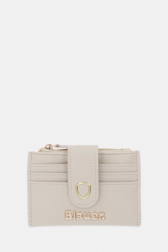 Blauer portfel damski z imitacji skóry beżowy DIN01