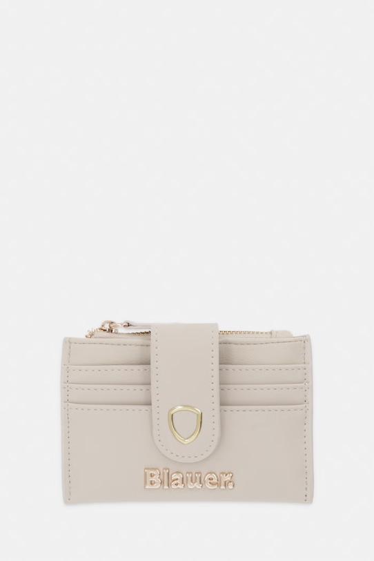 Blauer portfel damski z imitacji skóry beżowy DIN01