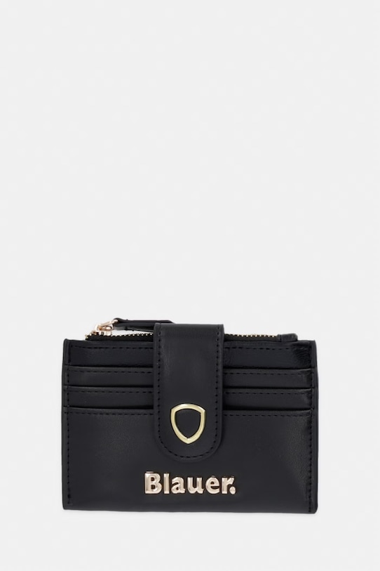 Blauer portfel damski z imitacji skóry czarny DIN01