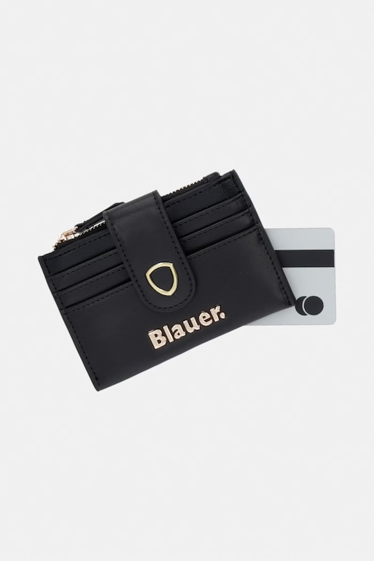 Akcesoria Blauer portfel damski z imitacji skóry DIN01 czarny