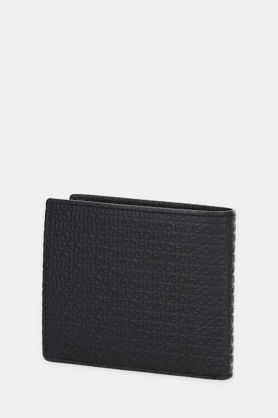 Δερμάτινο πορτοφόλι HUGO ETHON_4cc Coin MG 50558572 μαύρο SS26