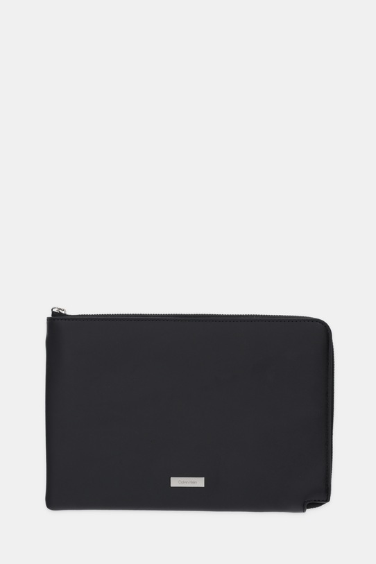 Calvin Klein saszetka skórzana skóra licowa czarny LV04D1110G